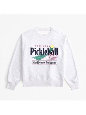 Abercrombie and Fitch- Pickleball Club Graphic Sweatshirt - Light Gray- Sz L
